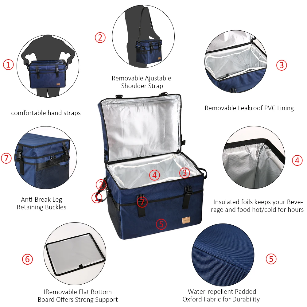 TOMSHOO 10L/18L/28L/37L Термосумка для пищи Складная продуктов на открытом воздухе