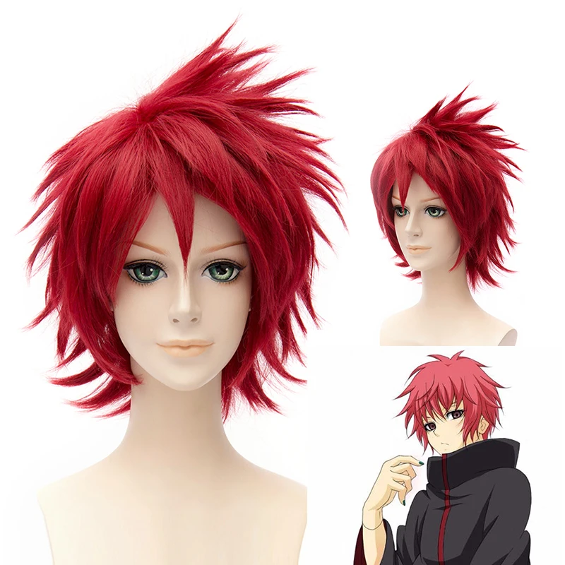 Парик в стиле аниме Akatsuki Sasori аксессуары для косплея мужские женские винно