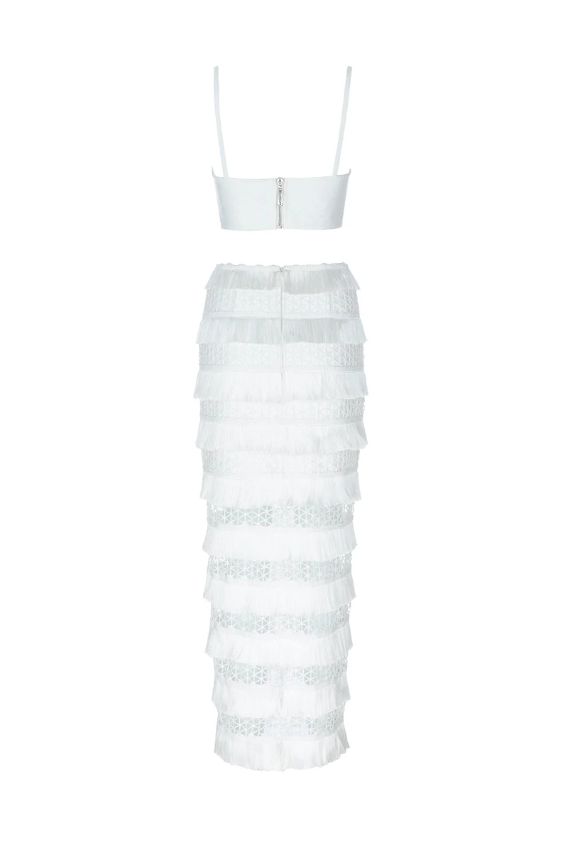 2019 New Women white v neck spaghetti strap two piece set Knitting Vestidos celebrity evening Party dresses dropshipping | Женская