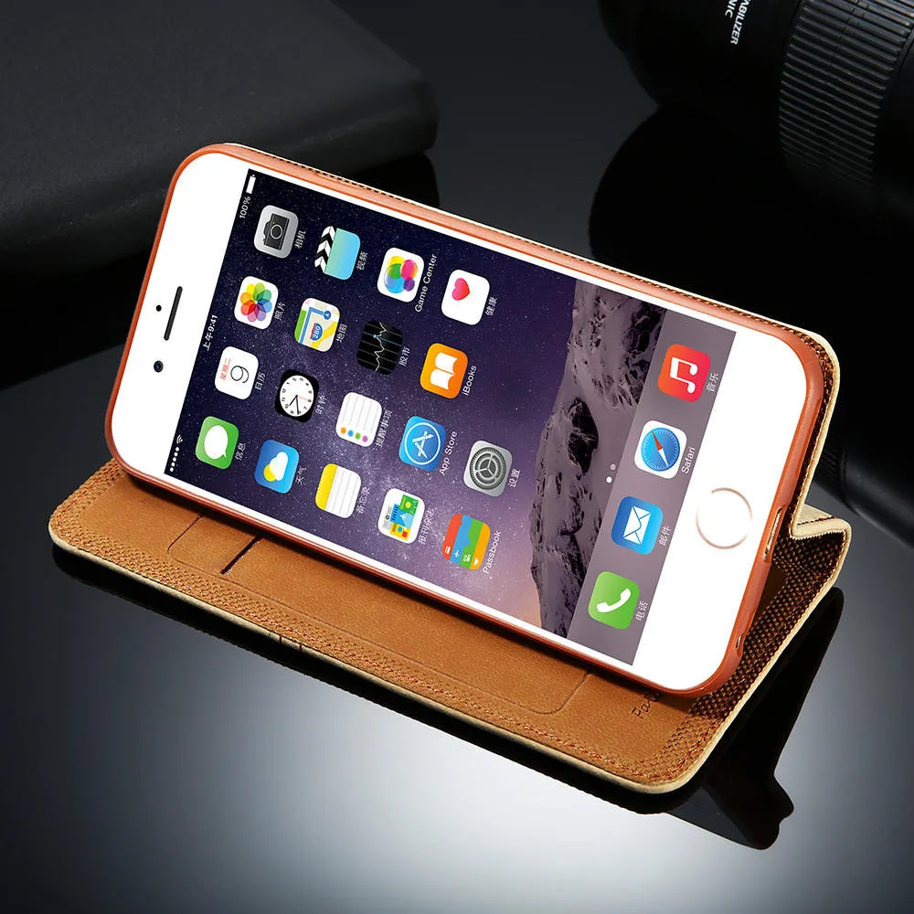 Оригинальный кожаный чехол FLOVEME для Apple iPhone 7 7Plus Iphone 6S 6Plus флип с отделениями карт