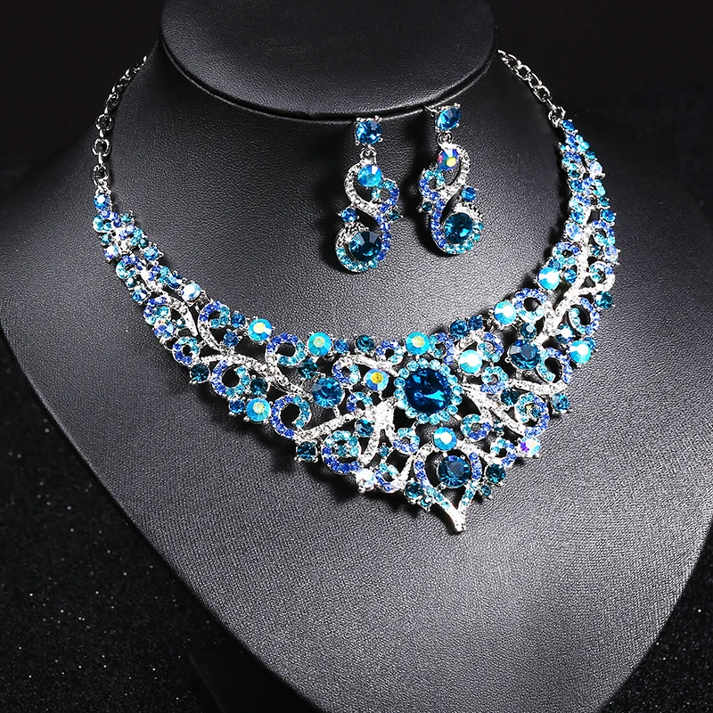 THRWELL невесты Цепочки и ожерелья серьги набор для Для женщин большой длинный Jewelry