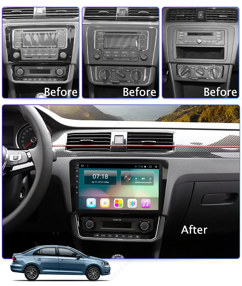 NaviTopia 2G RAM 32G ROM Android 7 1/8 1 Автомобильный мультимедийный аудио для VW Santana 2017-2013 gps