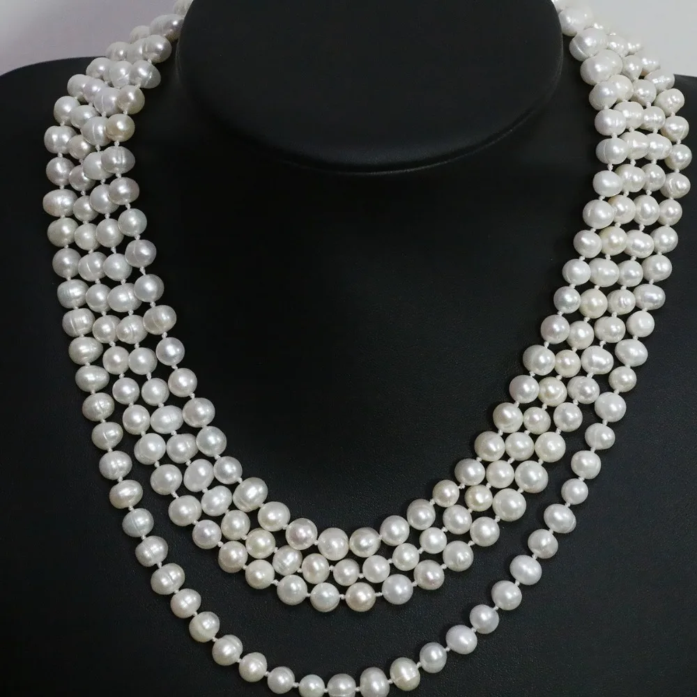 

Classical freshwater cultured white natural pearl 7-8,8-9mm approx round beads necklace high quality fine jewelry 80inch B1480