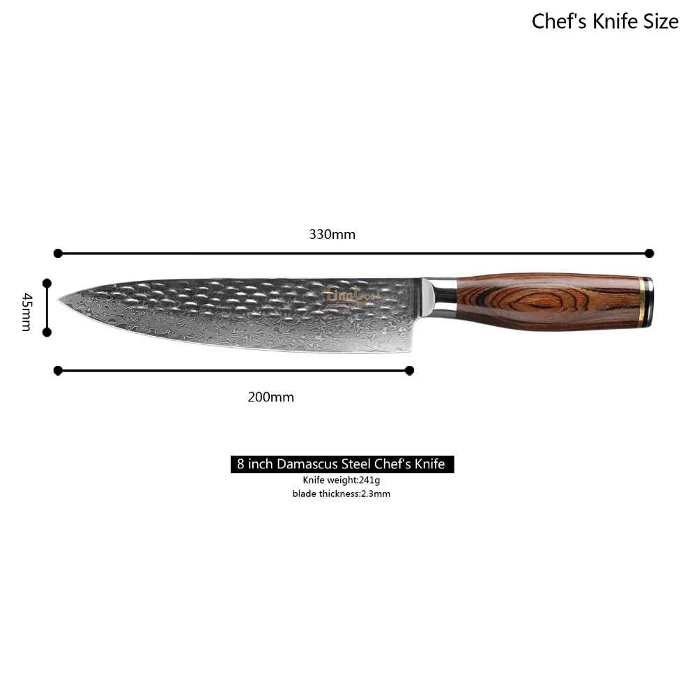 Кухонные ножи 8 дюймов профессиональные японские шеф-повара Дамаск