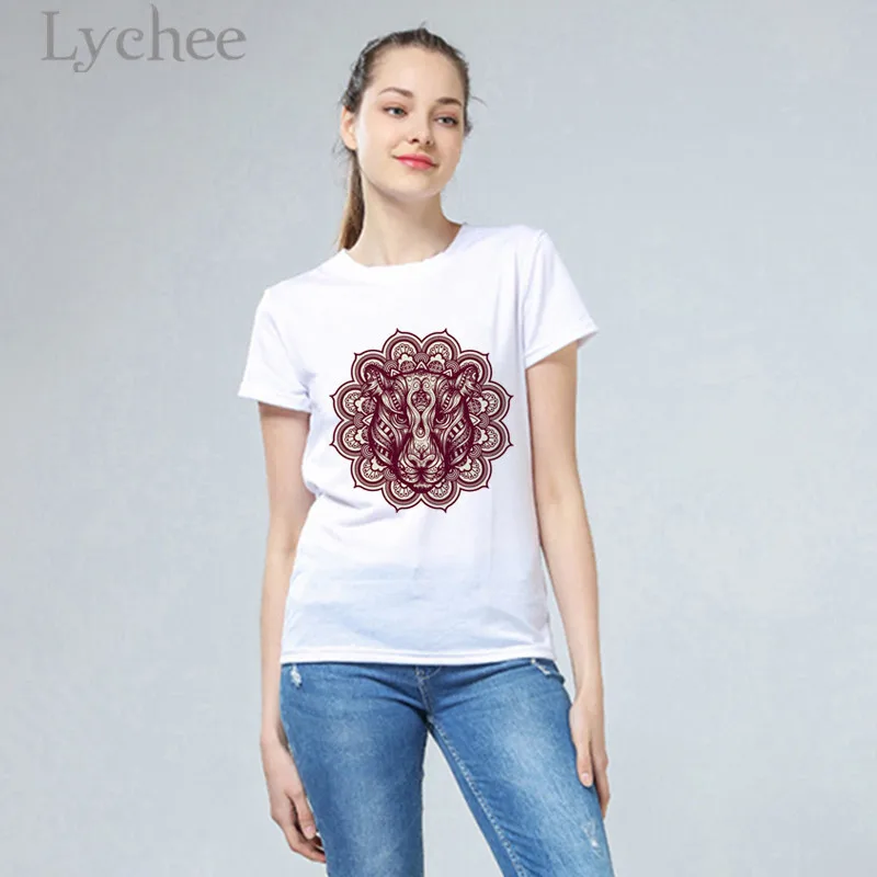 Женские футболки Lychee с принтом Харадзюку топы круглым вырезом и коротким рукавом