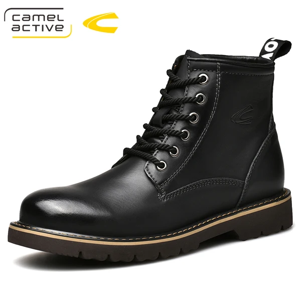 Camel Active/Новые мужские ботинки; сезон осень-зима; повседневные мужские ботинки из натуральной кожи; удобные Молодежные мужские ботильоны - Цвет: Черный