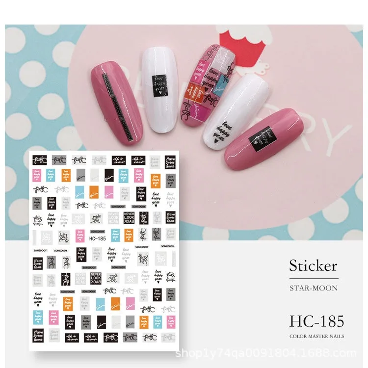 

Newest HC-70-71-183-185 Letter flower 3d nail art sticker nail decal stamping export japan designs rhinestones decorations
