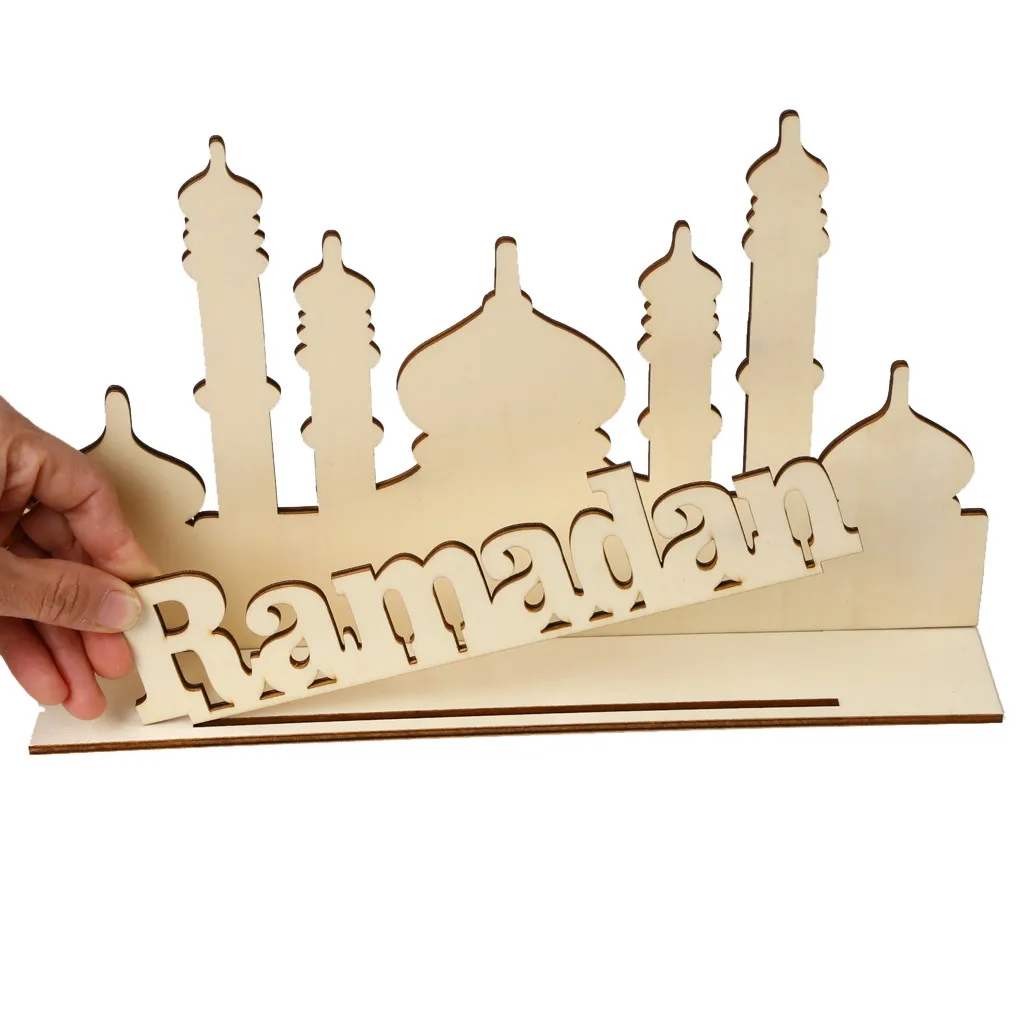 1 шт. Деревянные Художественные Eid Mubarak вечерние сервировочные столовые приборы поднос Дисплей украшения Рамадан домашний декор деревянная доска подвесной кулон
