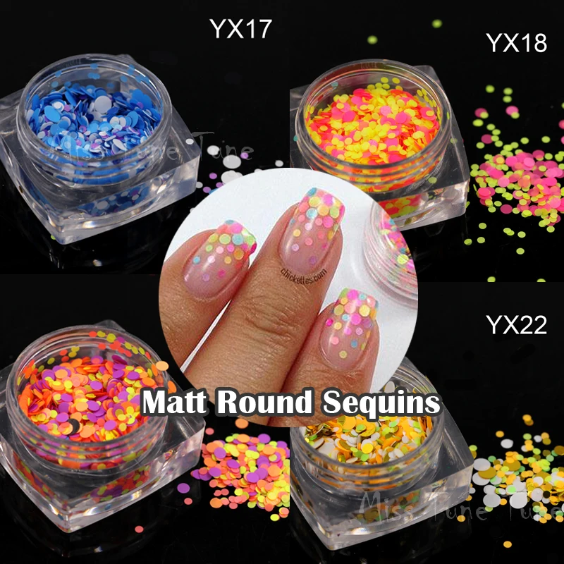 2 г/кор. смешанные размеры 1 мм 3 цветные блестки для ногтей наклейки круглые