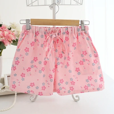Pink sakura Женские хлопковые шорты для женщин, милые цветочные газовые хлопковые шорты для сна, летние шорты для сна - Цвет: Pink sakura