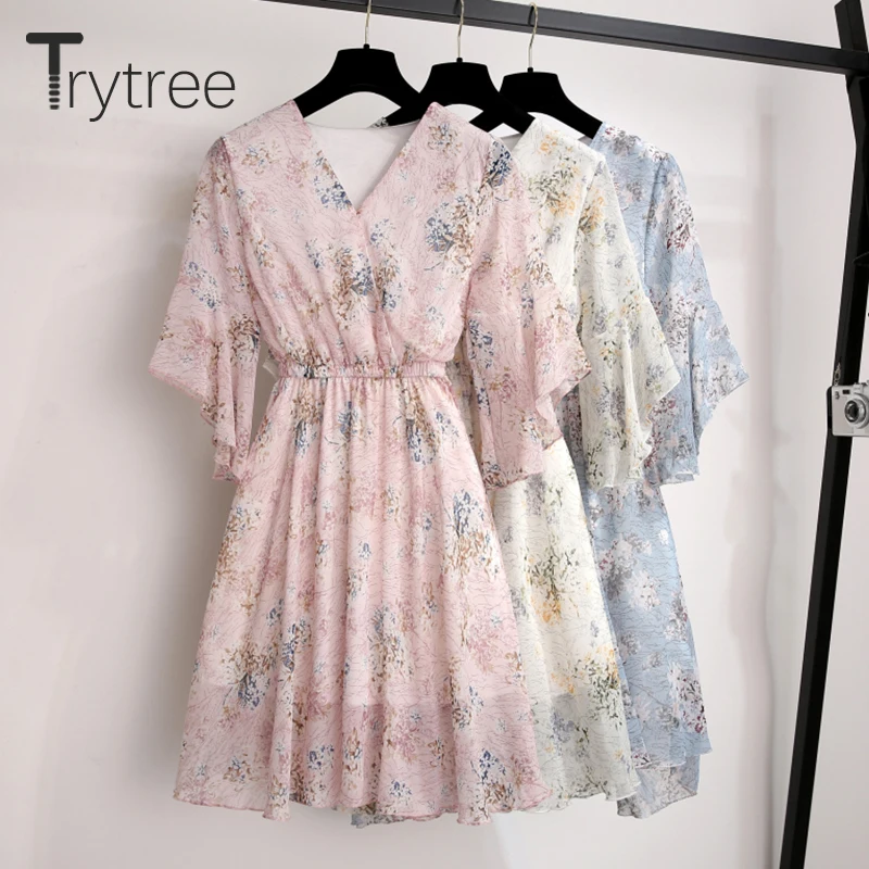 Trytree 2019 лето осень повседневное женское платье с цветочным принтом