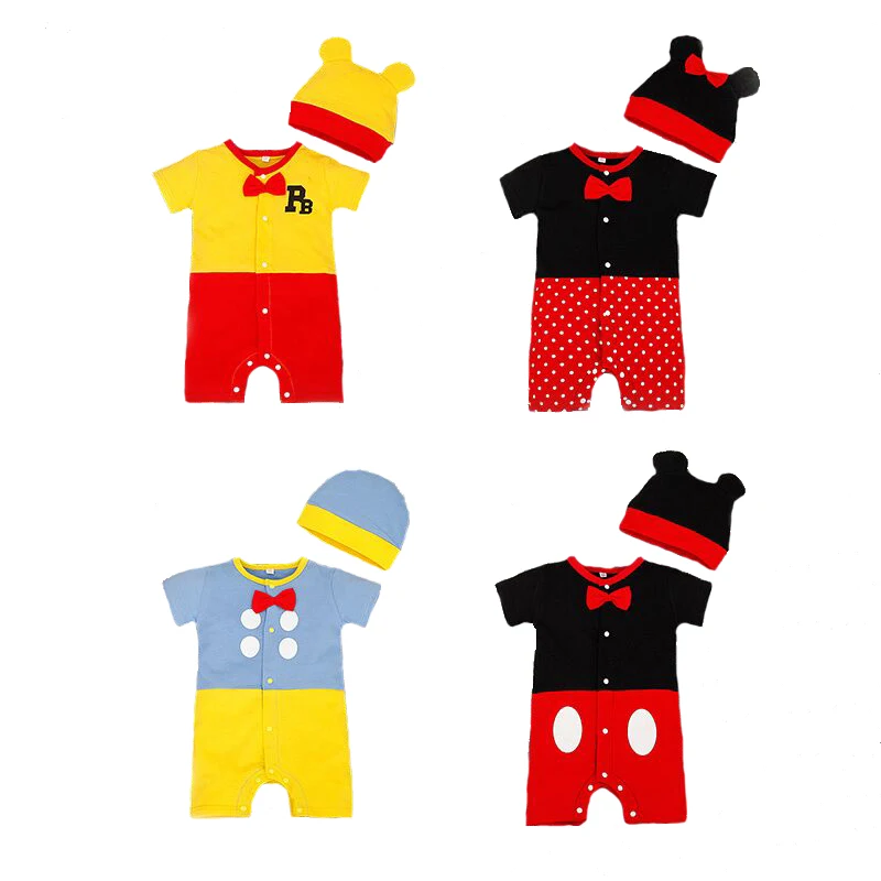 

Newborn baby cotton rompers baby lovliness jumpsuits 2pc/set toddler clothes romper with hat 3-18M baby costume