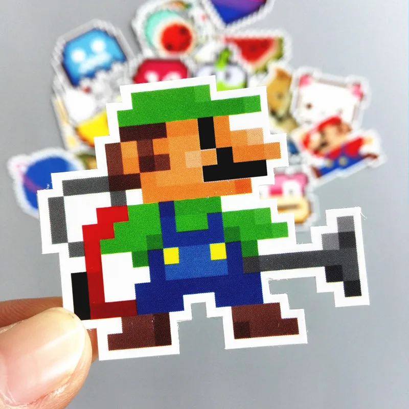 25 шт./лот мультфильм аниме Марио пиксель ПВХ водонепроницаемые наклейки для