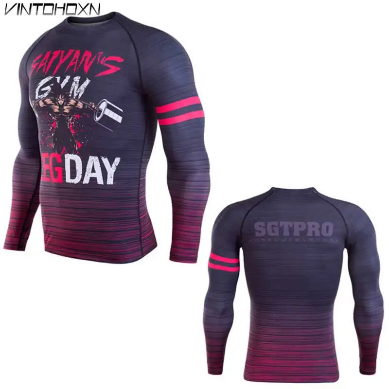 Men Workout GYM Fitness Top Long Tee Sport Running Yoga Training Quick Dry Compression Exercise Muscle Bodybuilding Shirt A12 | Спорт и