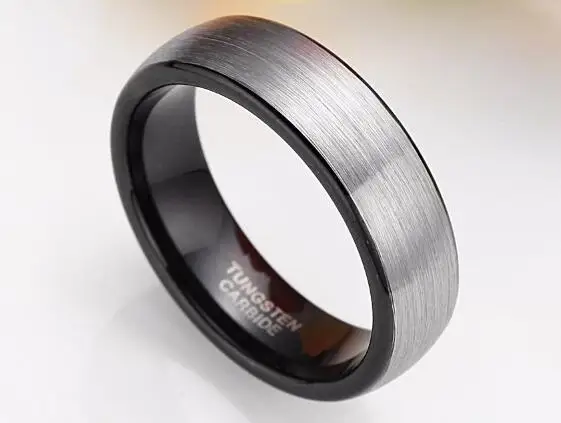 Black Ring 6 мм полированное матовое вольфрамовое Карбидное кольцо для мужчин, черное, синее, розовое золото, инкрустация куполом, обручальное кольцо, женские кольца, США, Прямая поставка - Цвет основного камня: Black Ring