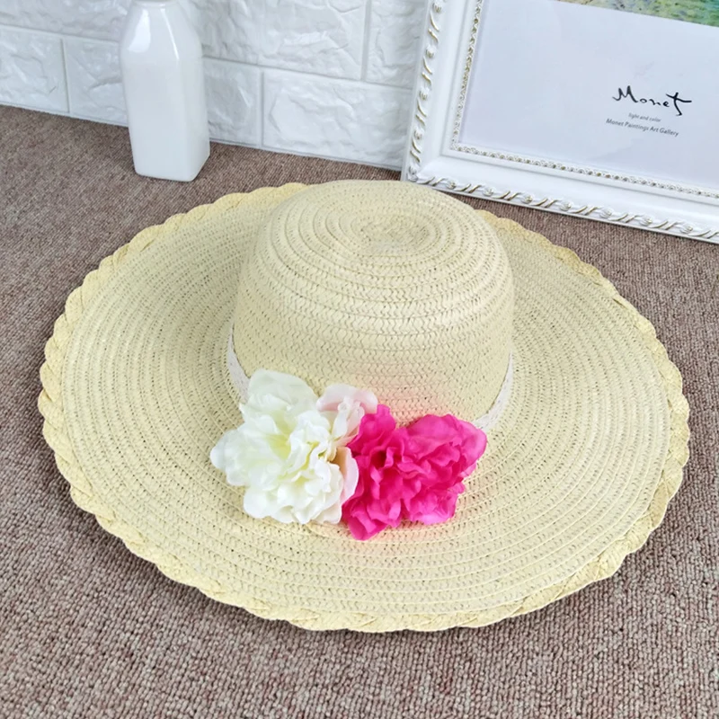 Ladies Sun Hats Summer Beach Straw Hat Peony Flower Outdoor Sports Sunscreen Cap Fashion Casual Caps Free Shipping Sale | Аксессуары для
