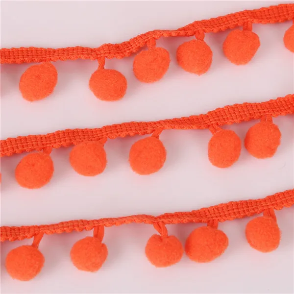 Orange Red 5 ярдов 20 мм в ширину 20 цветов помпон шар планки ленты DIY Кукла Одежда Аксессуары домашняя Подушка кружевные аксессуары для занавесок - Цвет: Orange Red