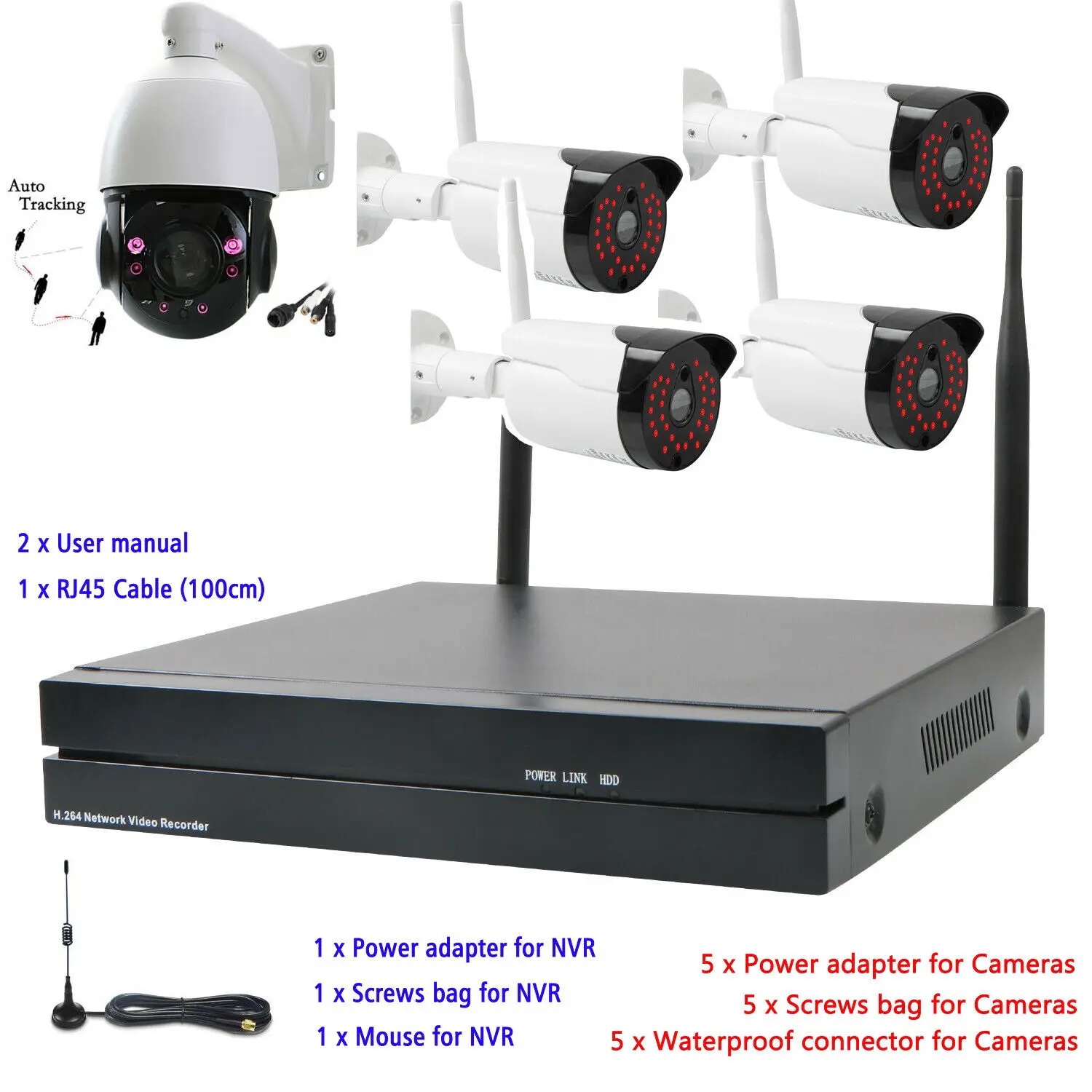 Автоматическое отслеживание 20X PTZ IP 2MP камера беспроводная 8CH NVR система безопасности ИК