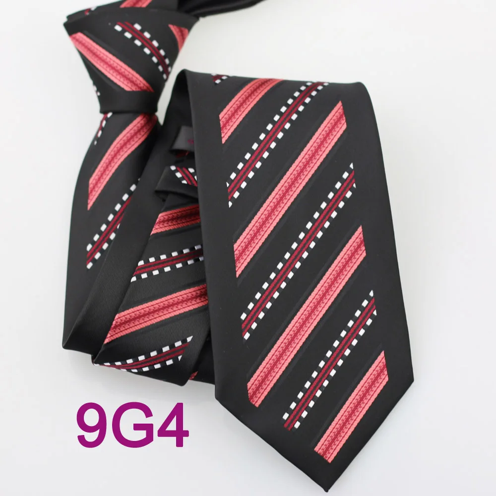 YIBEI Coachella Men's ties Border Black With Coral Red / White Stripes Necktie gravata fashion Ties for men Groom Bestman Tie |