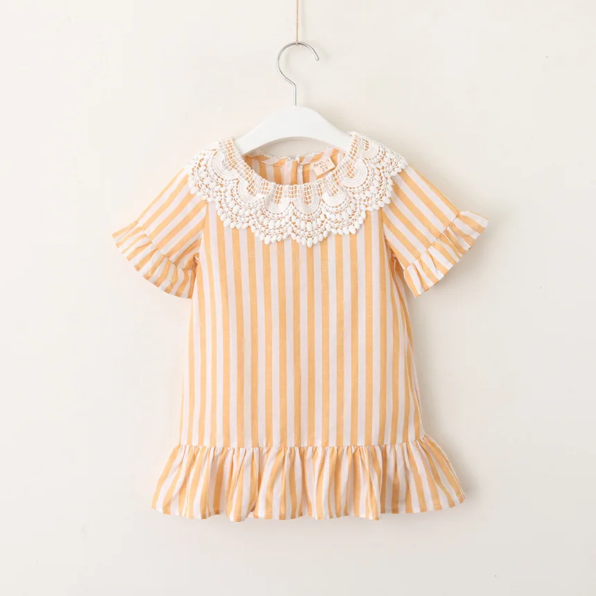 Hurave/платье в полоску с короткими рукавами детская одежда для маленьких девочек