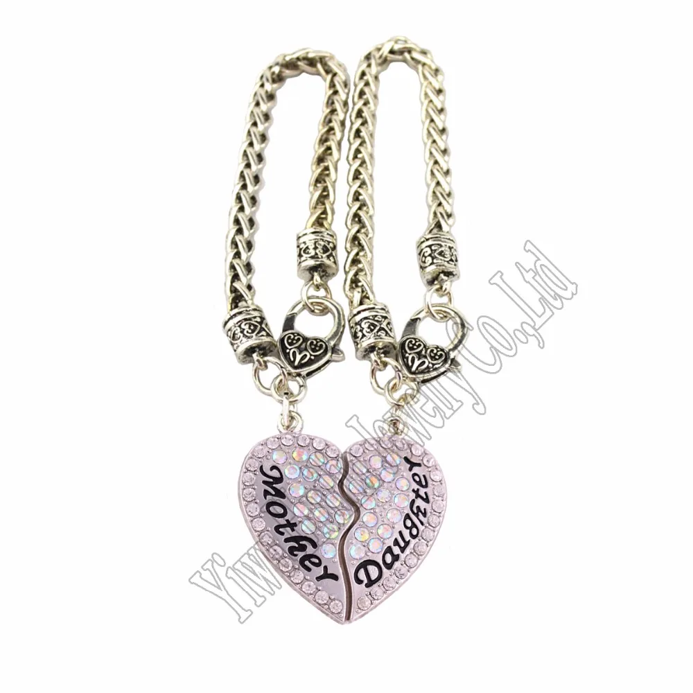 1 комплект (1 шт. мать + дочь) сплав цинка и дочь хрустальный кулон в форме сердца с