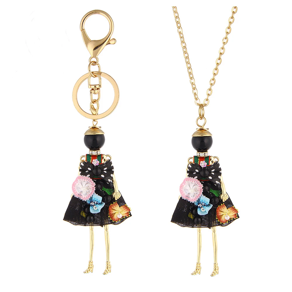 fashion new Lovely Cloth Dress Doll Necklace keychain Women Jewelry Gifts Necklce Girl Statements Bijoux Accessories | Украшения и