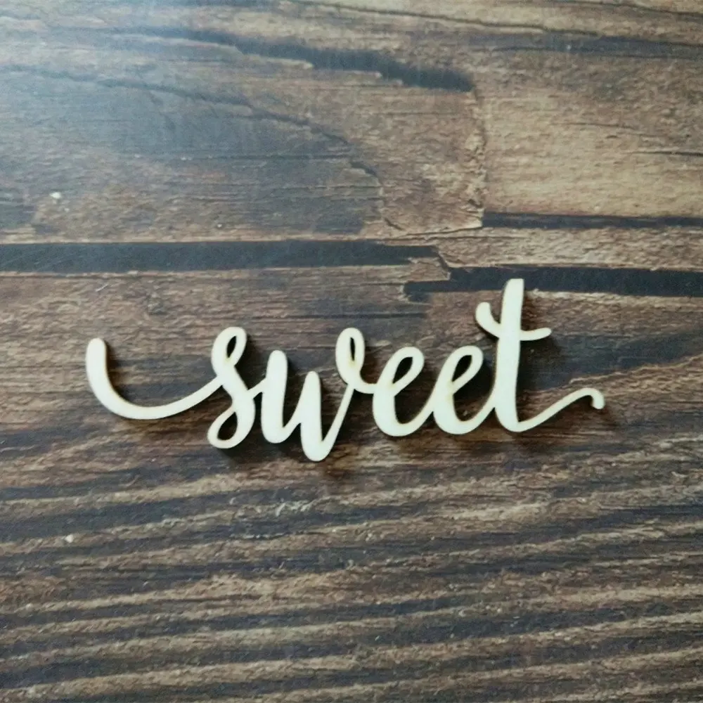 sweet 10 шт. любовь сценарий слово знак дерева деревянные слова знак Книги по искусству деревенский курсивом украшения комнаты стене висит лазерная резка незавершенного дерево - Цвет: sweet