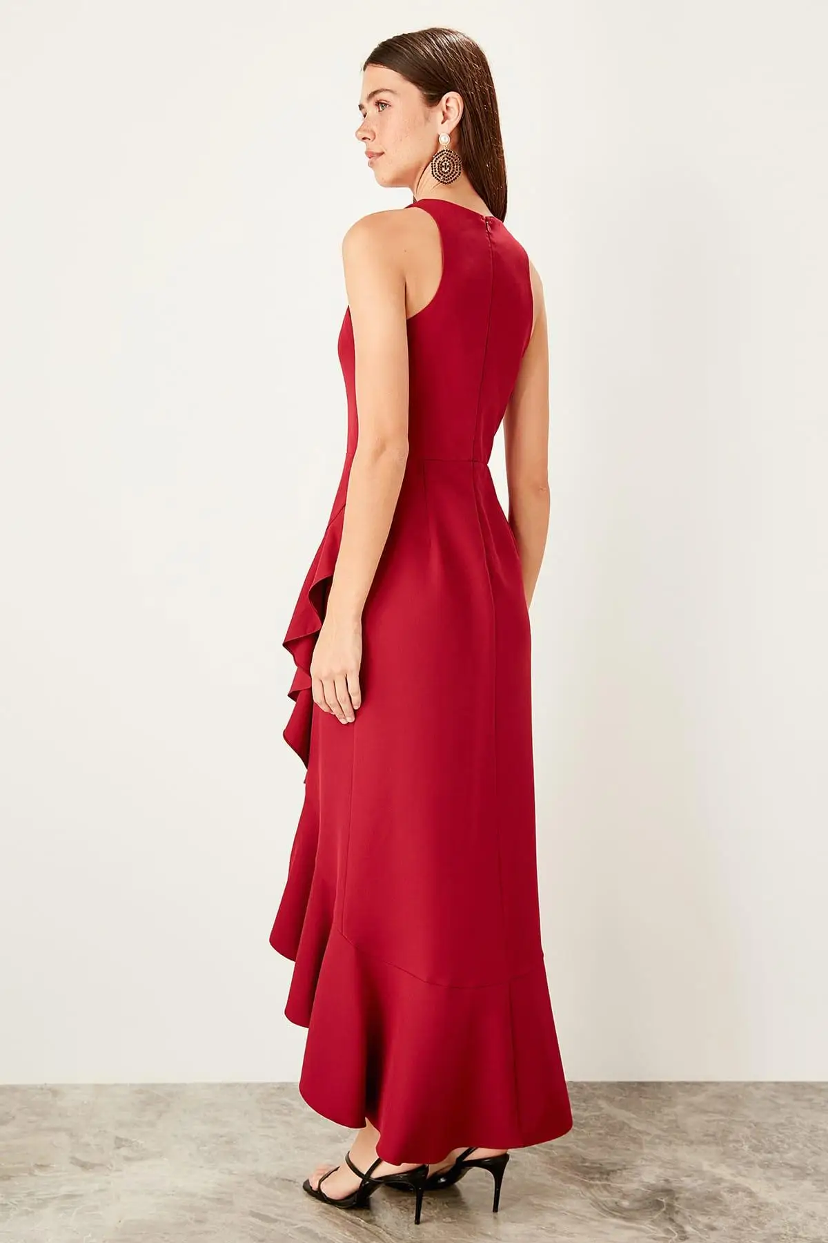 Платье с маховиком Trendyol Mürdüm TPRSS19BK0029|Женские платья| |