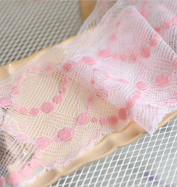 2 Meters 10.3cm Width Mesh Satin Flower Embroidery Pink Elastic Lace Fabric for Hot Dress Skirt Wedding Party Patchwork Sewing | Дом и сад