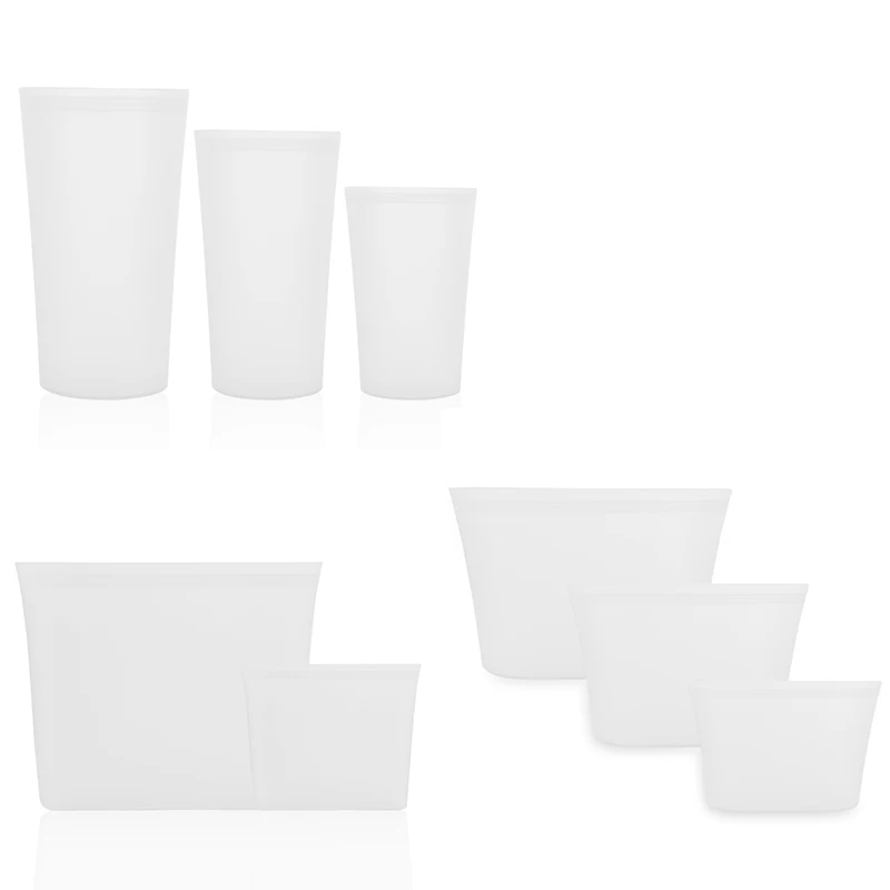 White 8pcs 3/8 шт. силиконовый слайдер застежки-молнии Еда vegetablebag Еда хранения пакеты для сохранения свежести продуктов герметичный контейнер миска для свежей еды многоразовый стоьте вверх застежкой-молнией закрыть мешок - Цвет: White 8pcs