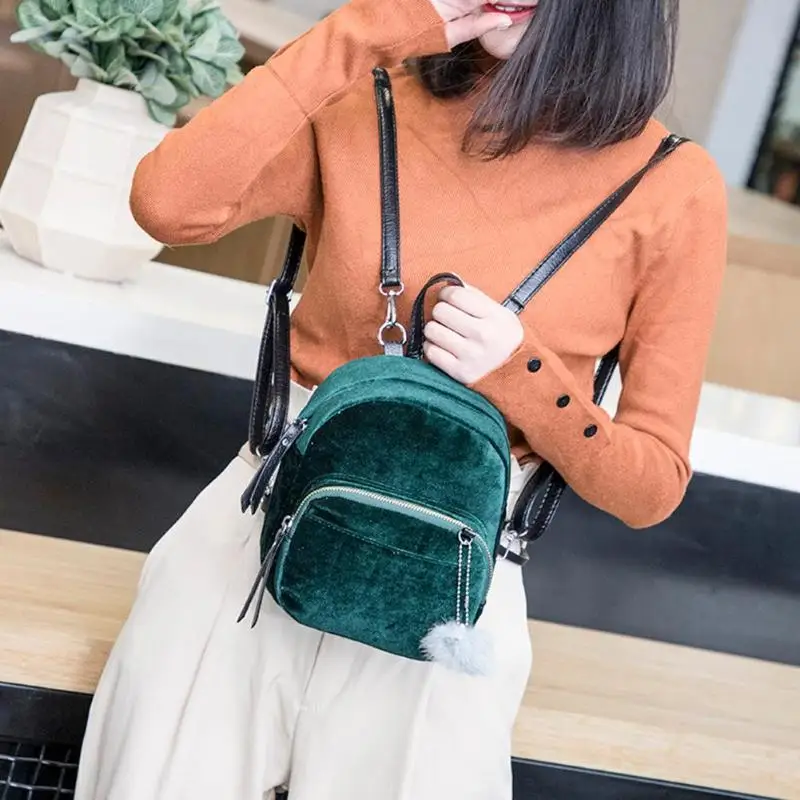 Повседневные женские сумки через плечо бархатные рюкзаки для девочек дорожные