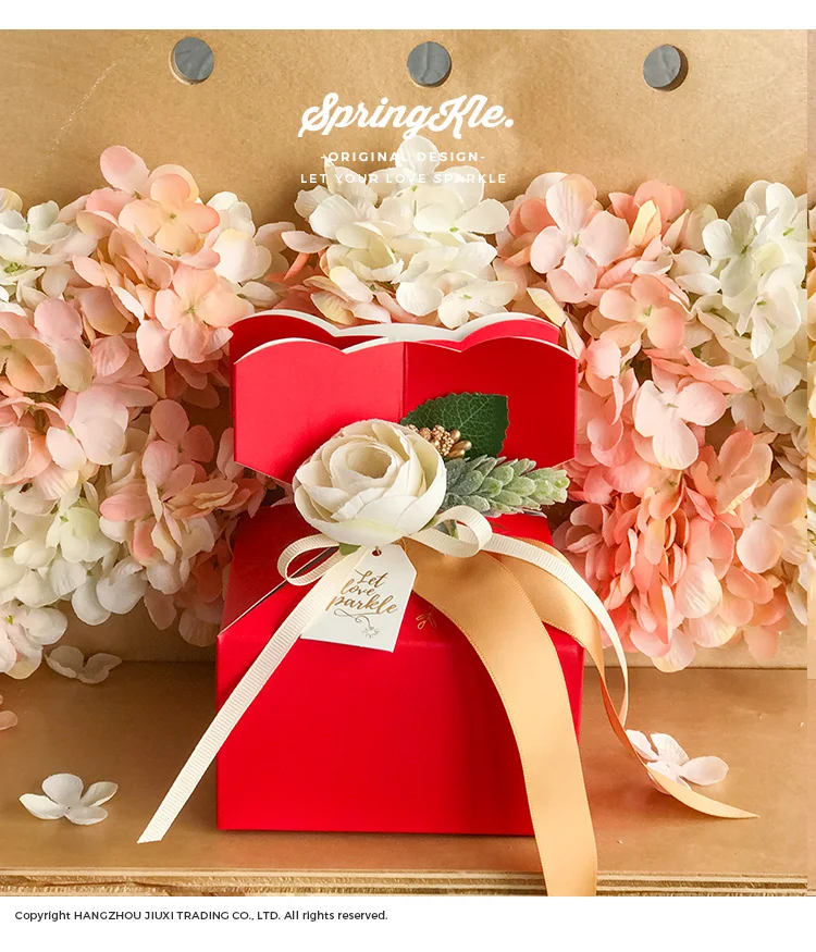 

2017 High Quality European Style Candy Boxes With Flower Ribbon Decoration Square Gift Box Event Party Supplies Casamento Decor
