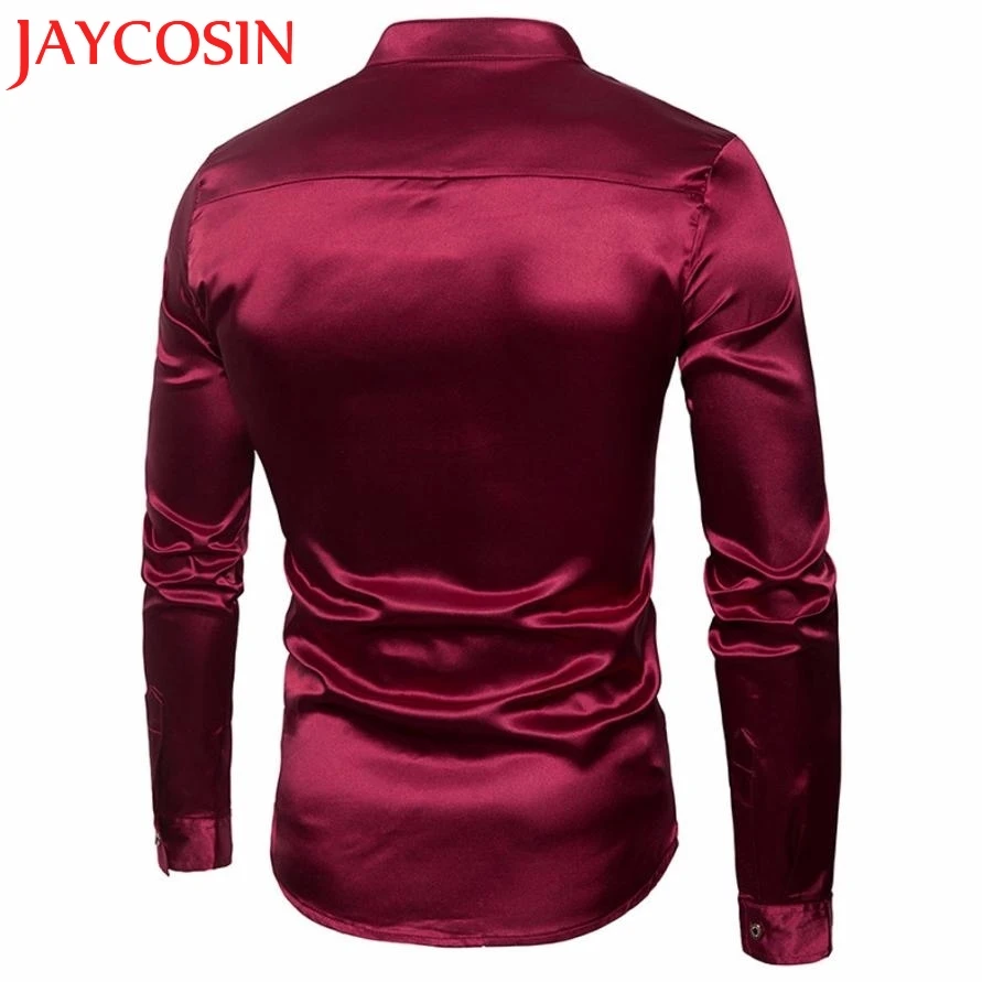 Jaycosin 2018 Высококачественная Мужская рубашка приталенная с длинным рукавом