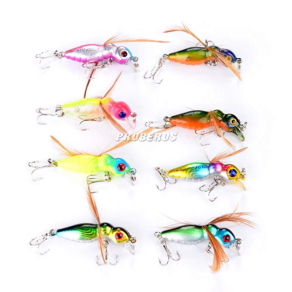 

8 color small bee fake bait 4.5cm/3.6g fishing road bait 10# hook insects bait 8Pcs/Lot for fishing lure