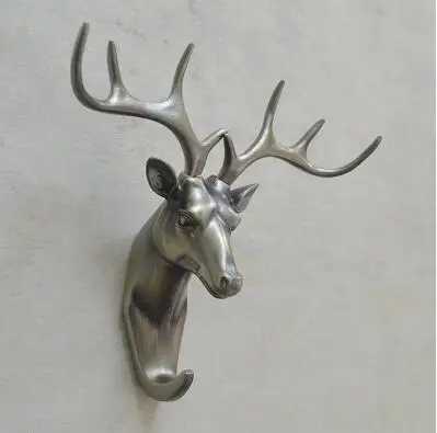 Antique deer 3D крючок олень носорог слон жираф Лошадь Животное декоративный крючок креативная Смола Модель ванная комната настенный крючок для пальто настенный крючок - Цвет: Antique deer
