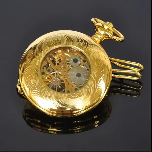 

Posh Luxury Men Women Mechanical Pocket Watches Hollow Case Arabic numeral Skeleton Dial