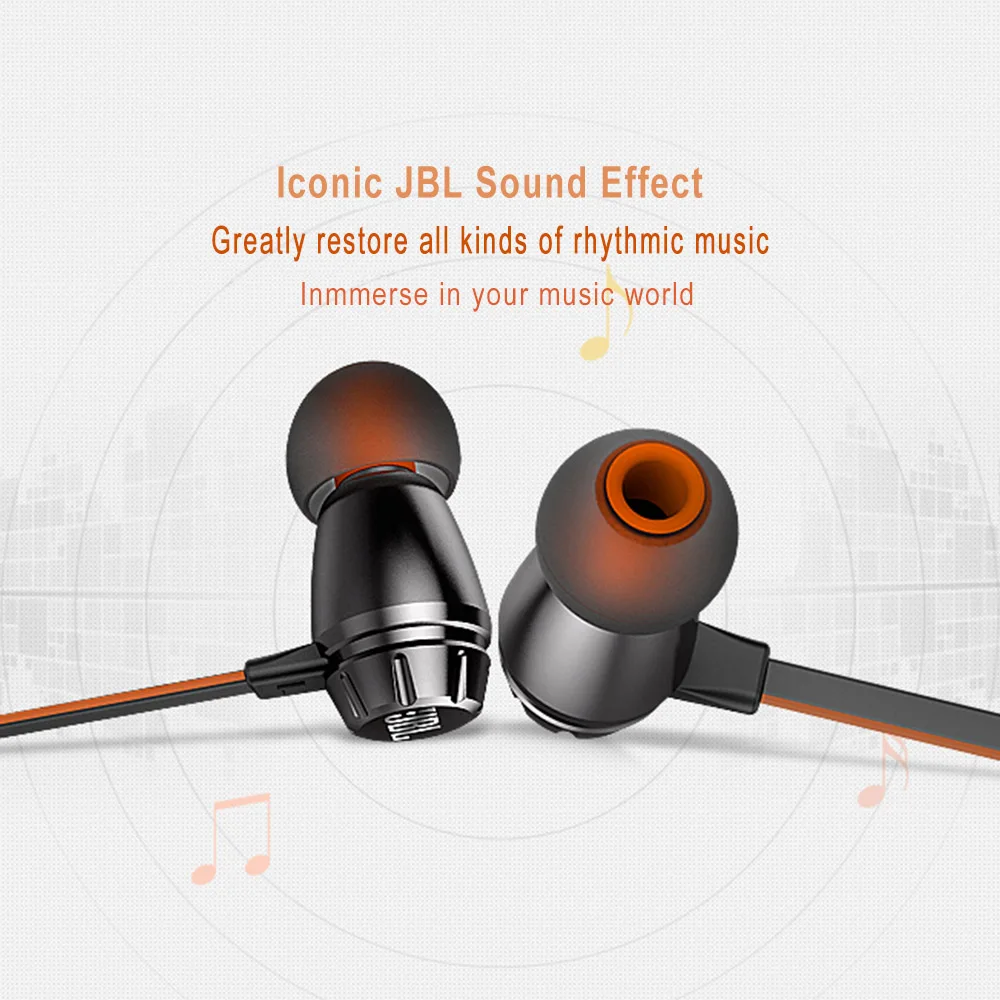JBL T380A двойные динамические проводные наушники-вкладыши 105dB HIFI наушники с микрофоном 3,5 мм разъем с одной кнопкой дистанционного управления для смартфонов