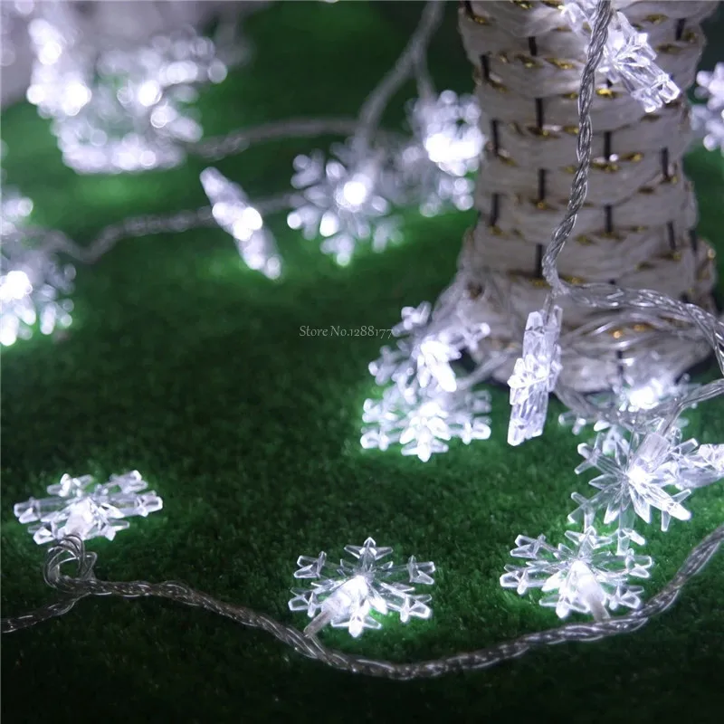 Luminaria 50 Led Battery Operated Chandelier Navidad Lamp 5m Snowflake Pendant String Lights Garland | Лампы и освещение