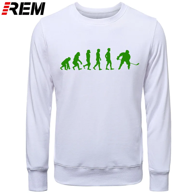 WHITE GREEN REN Evolution Hockeyer, мужские бутиковые повседневные популярные мужские топы из хлопка,, модные брендовые толстовки с круглым вырезом, толстовки - Цвет: WHITE GREEN