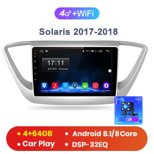 4-64GB Junsun 4G+ 64G CarPlay DSP Android 8,1 автомобильный Радио Мультимедиа Стерео Аудио плеер gps 2 Din для hyundai Santa Fe 2 2006-2012 без DVD - Цвет: 4-64GB
