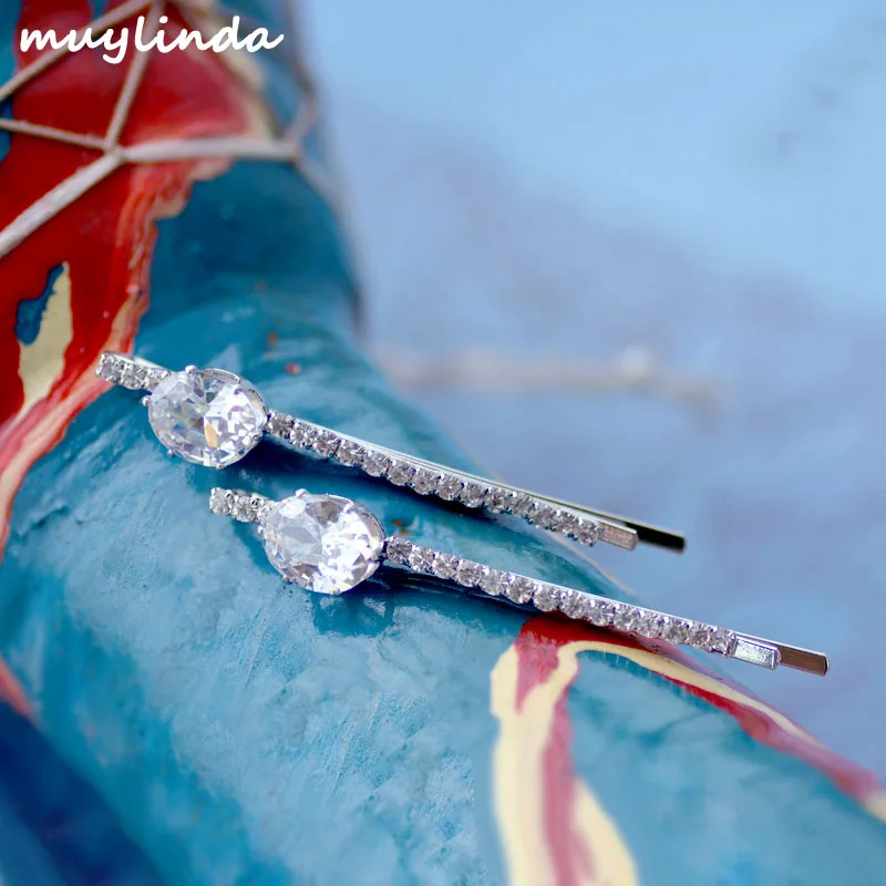 oval zircon Muylinda циркониевая заколка для волос Прозрачная заколка для волос с кристаллами ювелирные украшения Свадебные аксессуары для волос для женщин - Окраска металла: oval zircon