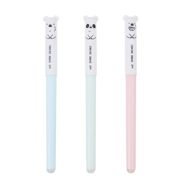 3PCS C Hethrone 4 шт. качественные милые животные Кошка/Ручка гелевая с медведем скраб студенческие ручки для школы письма Kawaii ручка поставки гелевые ручки jel kalem - Цвет: 3PCS C