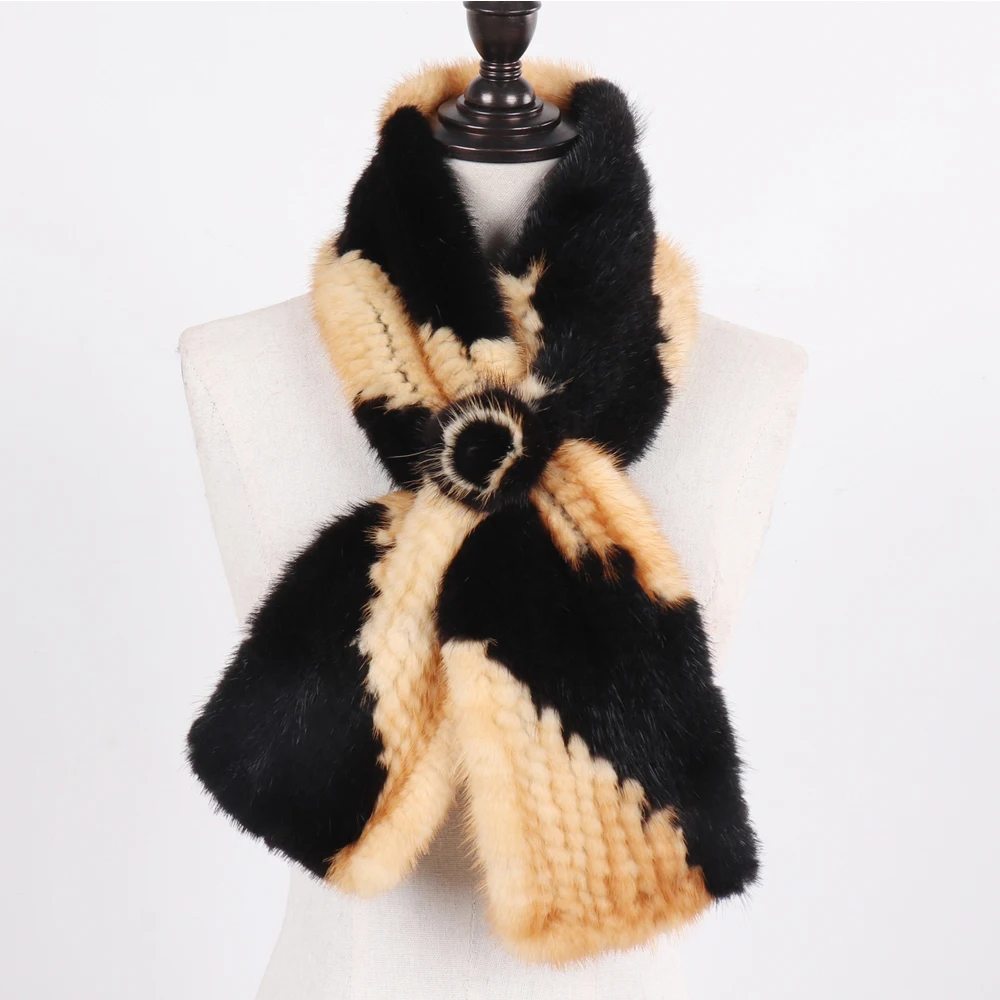 Лидер продаж женский шарф из 100% натурального меха норки натуральный теплый