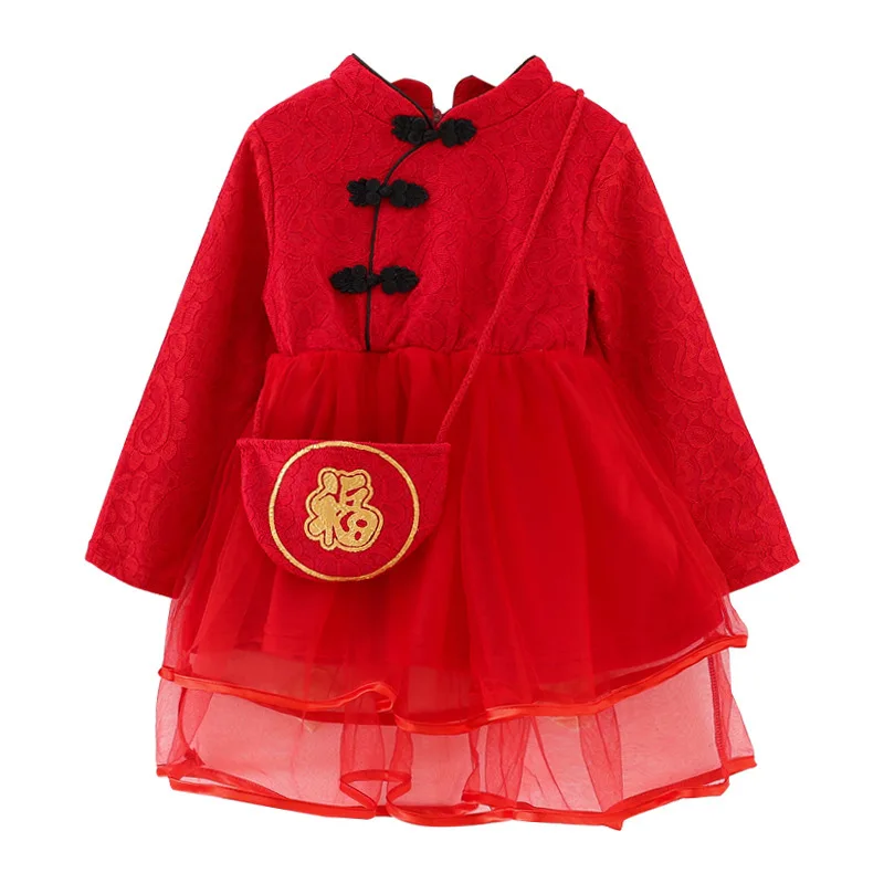 Thickening Baby Girl Princess Embroidery Dress Winter Vestido Meninas 2019 Autumn New Girls Long-sleeved Chinese Vintage | Детская