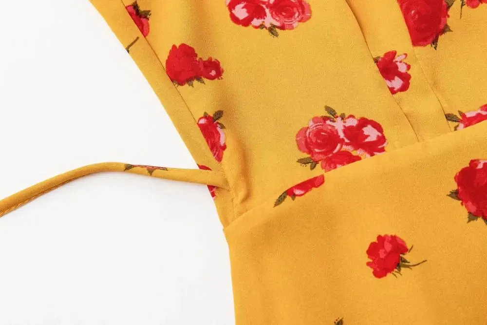 Женское шифоновое платье с V образным вырезом разрезом и цветочным