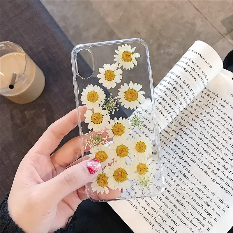 KJOEW Ретро Дейзи засушенные цветы прозрачный кремний TPU чехол для iPhone X XR XS Max 6 6s 7 8