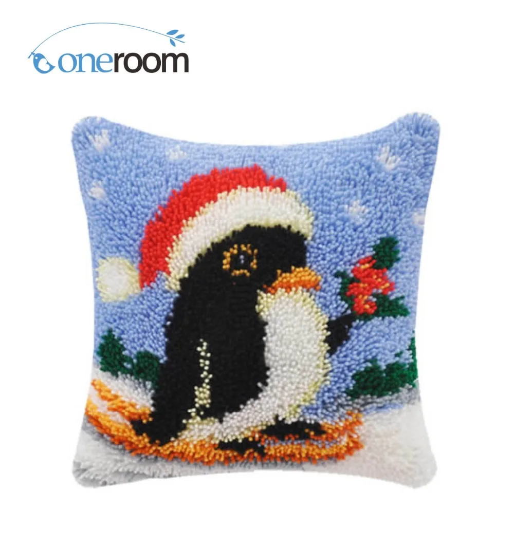 

BZ349 PenguinTH Hook Rug Kit Pillow DIY Unfinished Crocheting Yarn Mat Latch Hook Rug Kit Floor