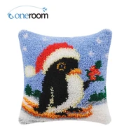 bz349 penguinth hook rug kit pillow diy unfinished crocheting yarn mat latch hook rug kit floor