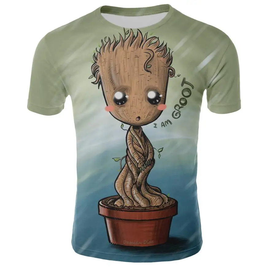 Футболка Supreme Groot Мужская футболка Мстители Alliance Летняя женская брендовая с