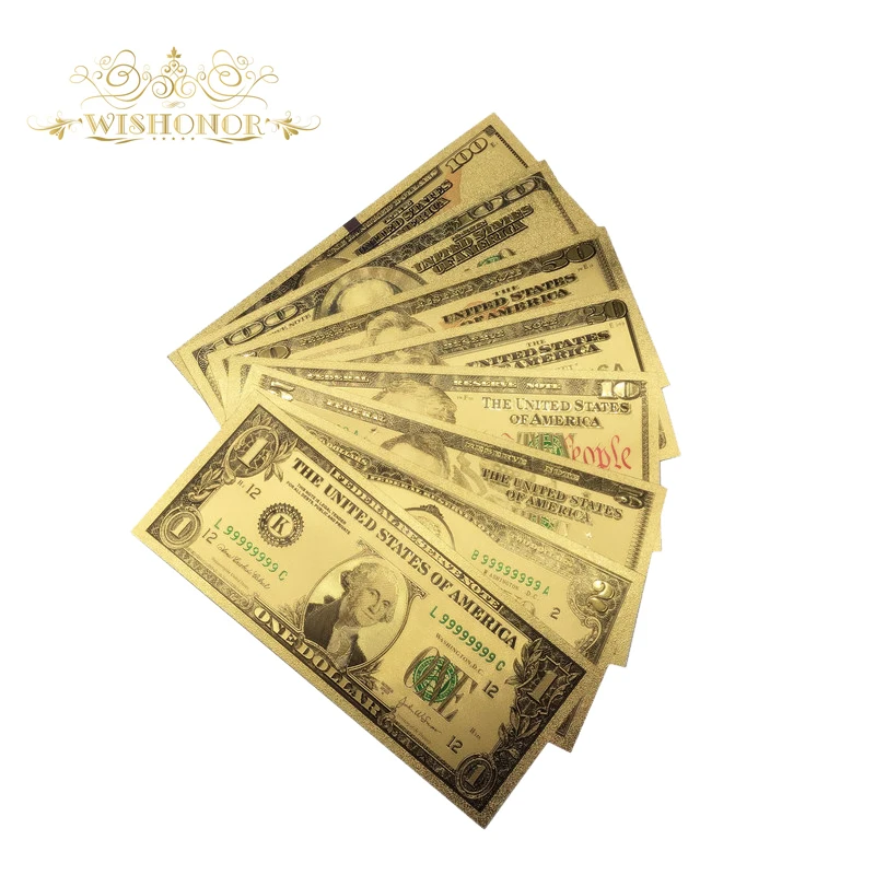8 шт./лот Американский набор долларовых банкнот USD 1 2 5 10 20 50 100 долларов банкноты в